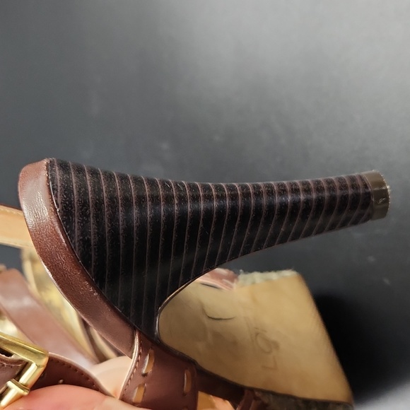 Loft Brown Leather Platform Heels Strappy Sandals Size 6 Espadrille Rope Detail - Picture 14 of 15